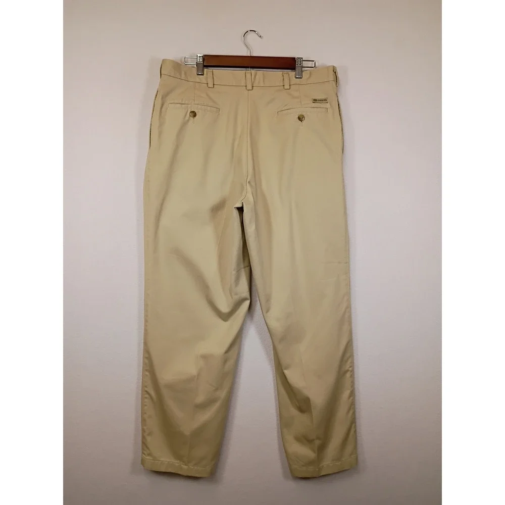 Dark Academia Savane Mens 36x29 Khaki Pleated Cotton Chino Trousers 44620290